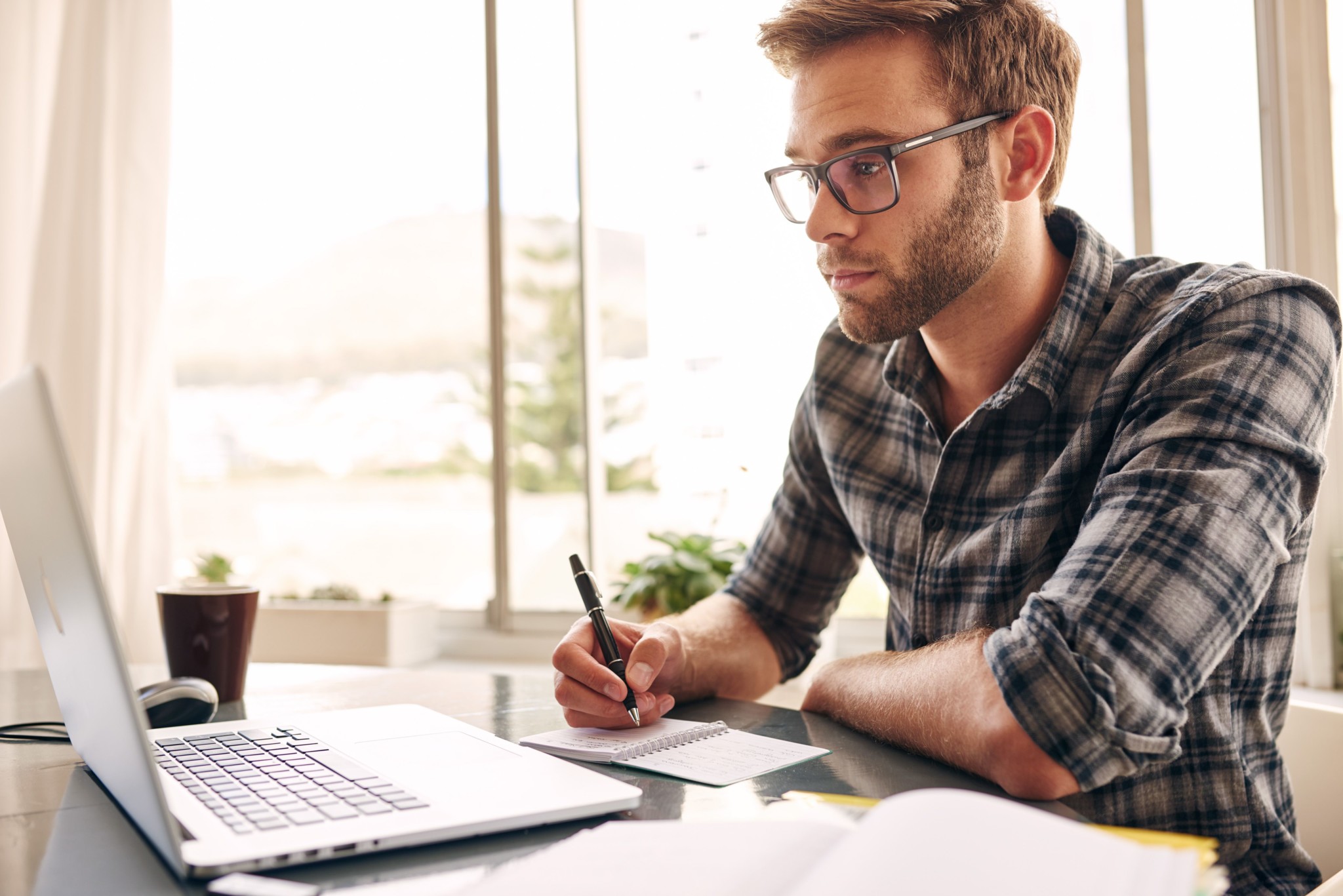 Man in front of laptop